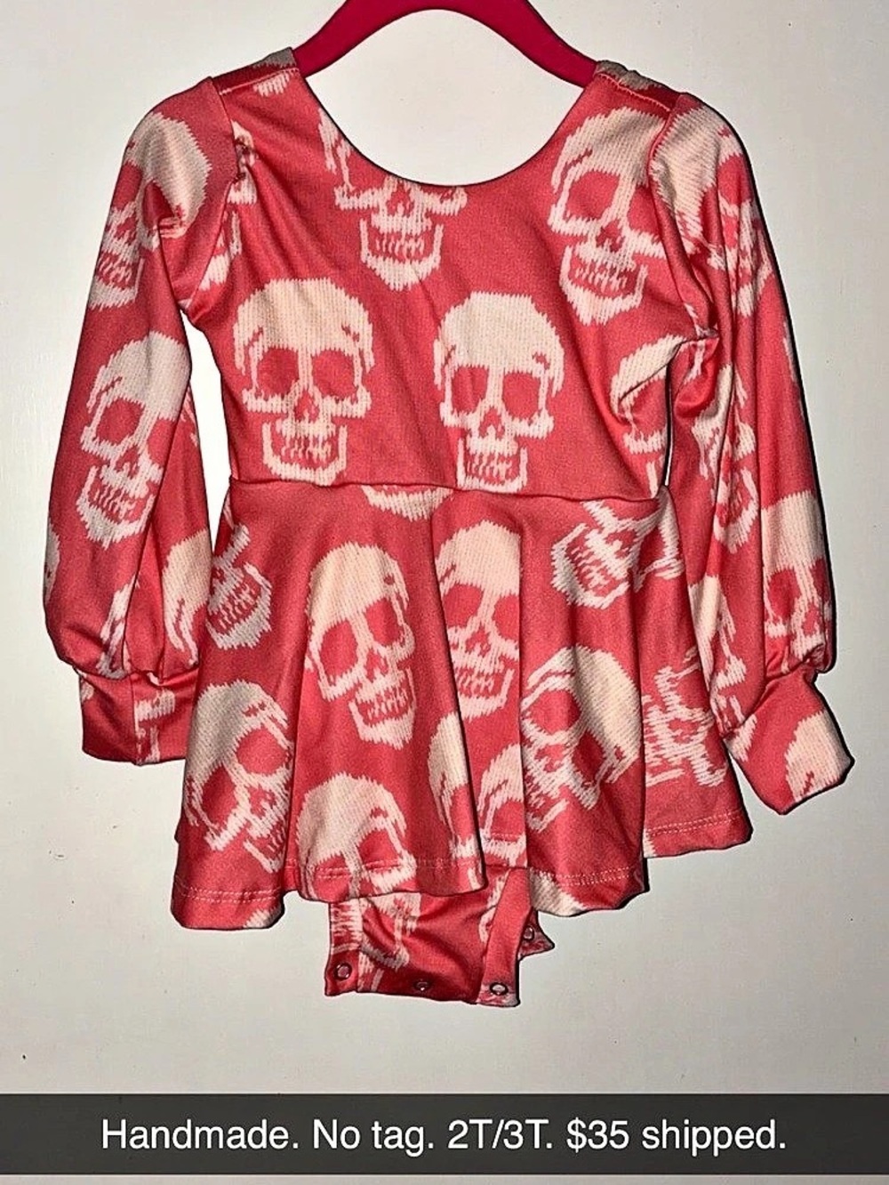 Girls 2T/3T Pink Skull dress with snaps